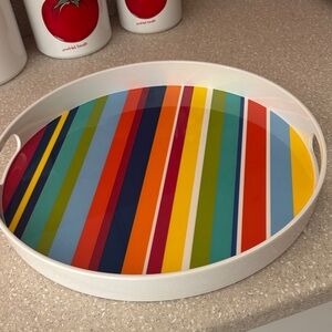 Pier 1 Multicolor Striped Serving Tray new 14 inches in diameter